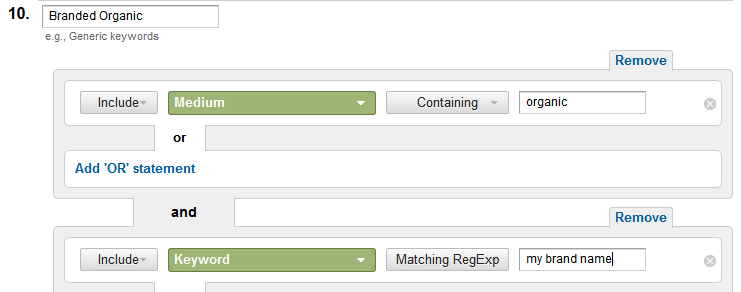 use regex to create your branded channel segment